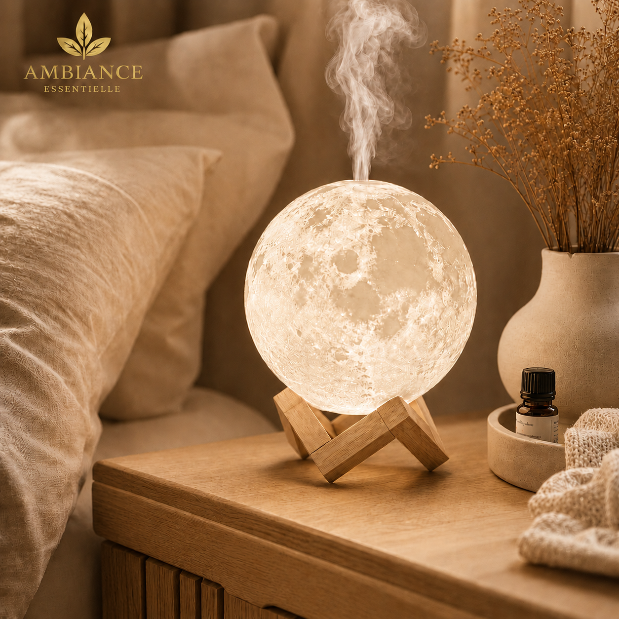 Lunia — Diffuseur ultrasonique Lune 3D 880 ml avec veilleuse LED